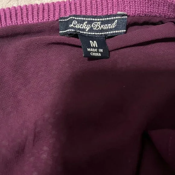 Lucky Brand Womens Purple Pull Over‎ Open Knit Sweater Size M - Picture 3 of 3